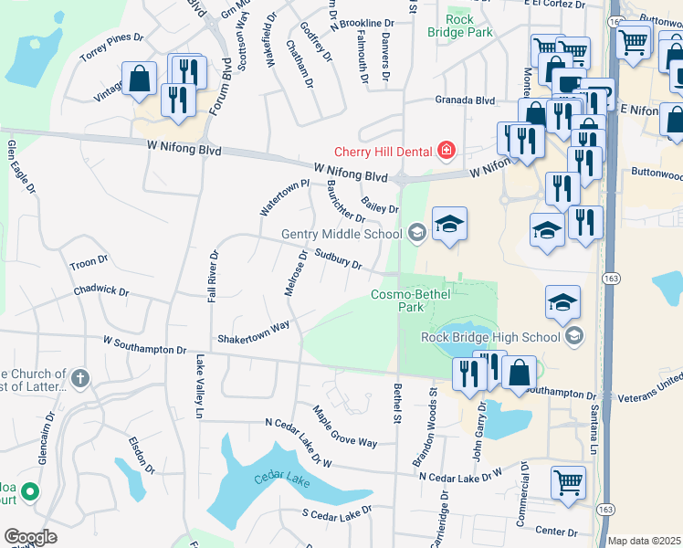 map of restaurants, bars, coffee shops, grocery stores, and more near 4305 Vermont Court in Columbia