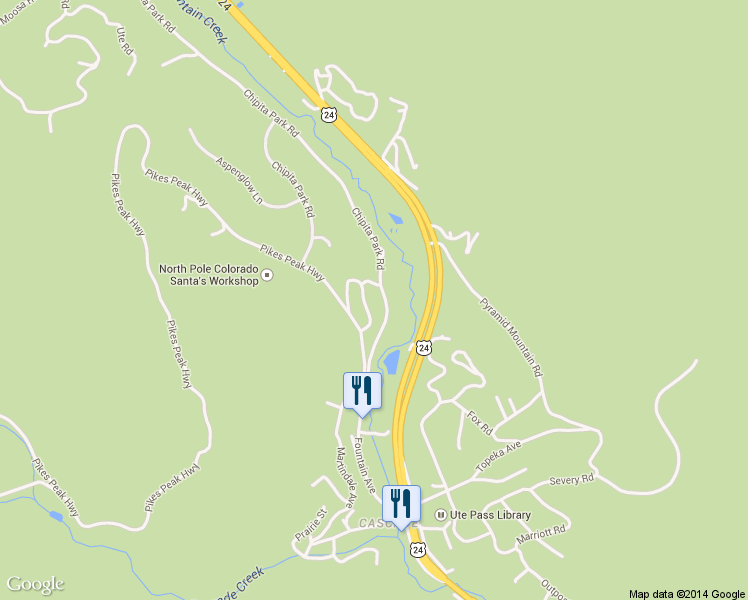 map of restaurants, bars, coffee shops, grocery stores, and more near 4935 Pike Road in Cascade-Chipita Park