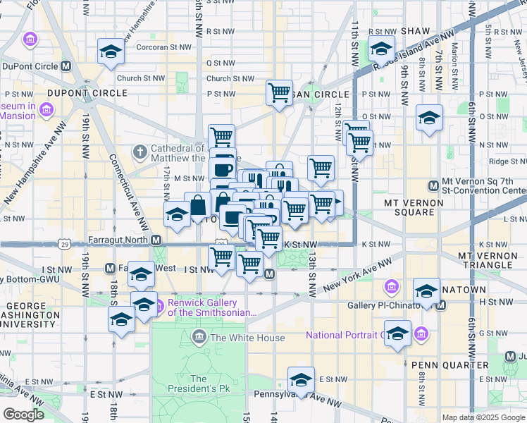 map of restaurants, bars, coffee shops, grocery stores, and more near 101 Independence Avenue Southeast in Washington