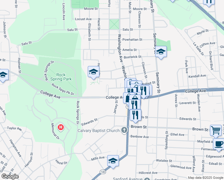 map of restaurants, bars, coffee shops, grocery stores, and more near 2309 Crawford Street in Alton