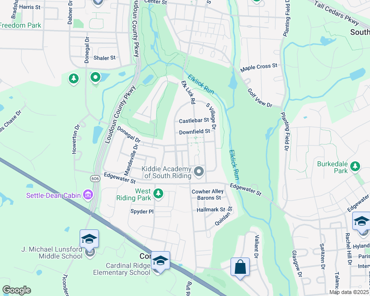 map of restaurants, bars, coffee shops, grocery stores, and more near 43014 Matties Terrace in South Riding