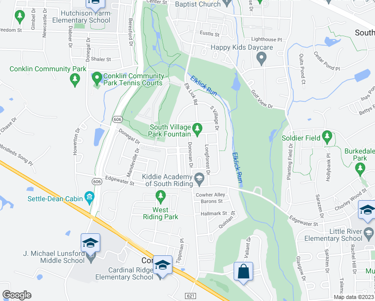 map of restaurants, bars, coffee shops, grocery stores, and more near 43014 Matties Terrace in South Riding