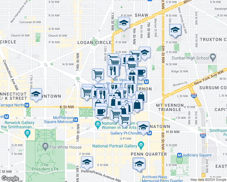 map of restaurants, bars, coffee shops, grocery stores, and more near 101 Independence Avenue Southeast in Washington