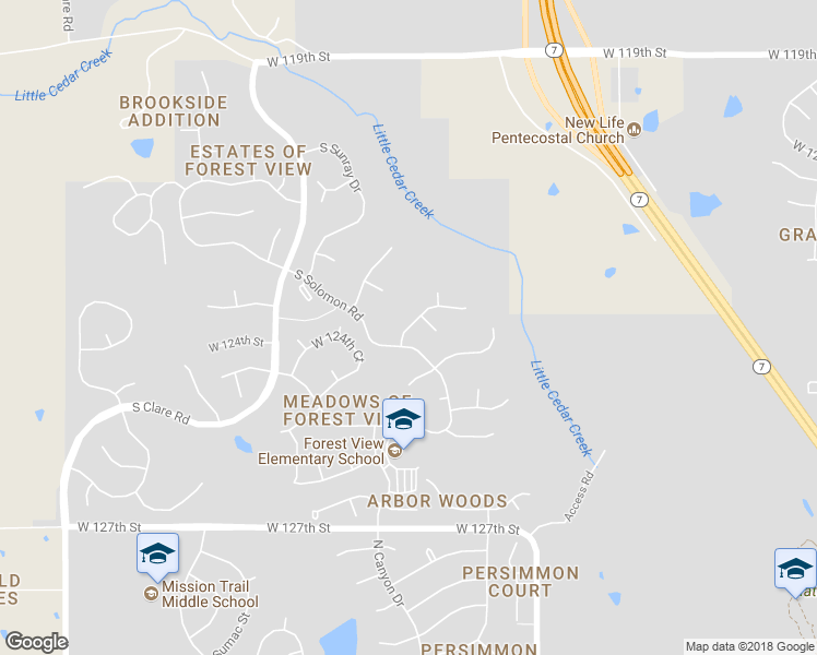 map of restaurants, bars, coffee shops, grocery stores, and more near 12388 South Kenton Street in Olathe