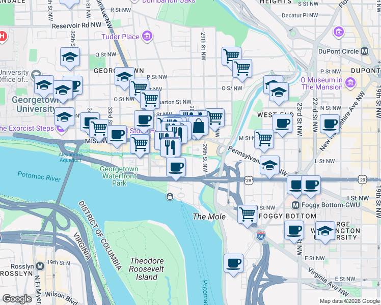 map of restaurants, bars, coffee shops, grocery stores, and more near 101 Independence Avenue Southeast in Washington