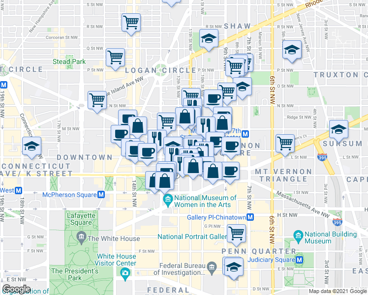 map of restaurants, bars, coffee shops, grocery stores, and more near 101 Independence Avenue Southeast in Washington