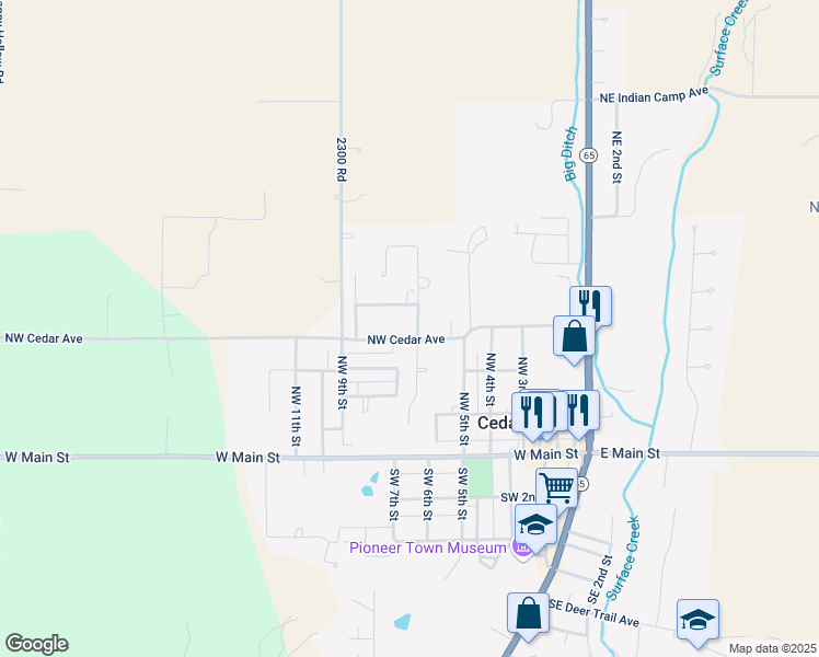 map of restaurants, bars, coffee shops, grocery stores, and more near 380 Northwest 7th Street in Cedaredge