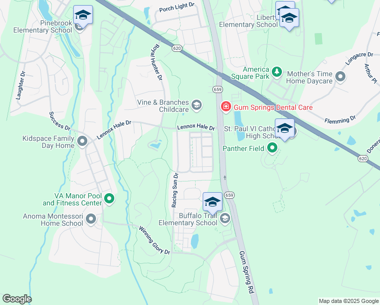 map of restaurants, bars, coffee shops, grocery stores, and more near Sycamore Grove Place in Aldie