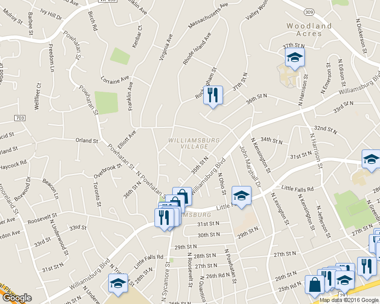 map of restaurants, bars, coffee shops, grocery stores, and more near 3519 North Ottawa Street in Arlington