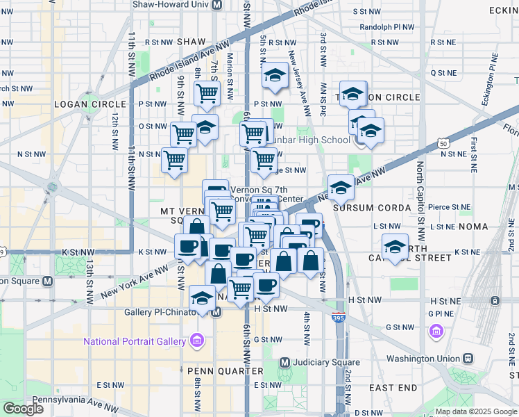 map of restaurants, bars, coffee shops, grocery stores, and more near 1106 5th Street Northwest in Washington