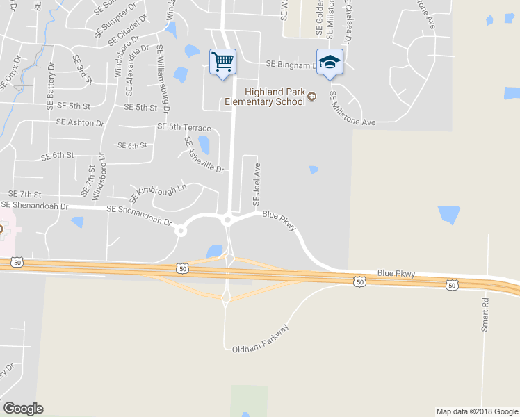 map of restaurants, bars, coffee shops, grocery stores, and more near 651 Southeast Joel Avenue in Lee's Summit