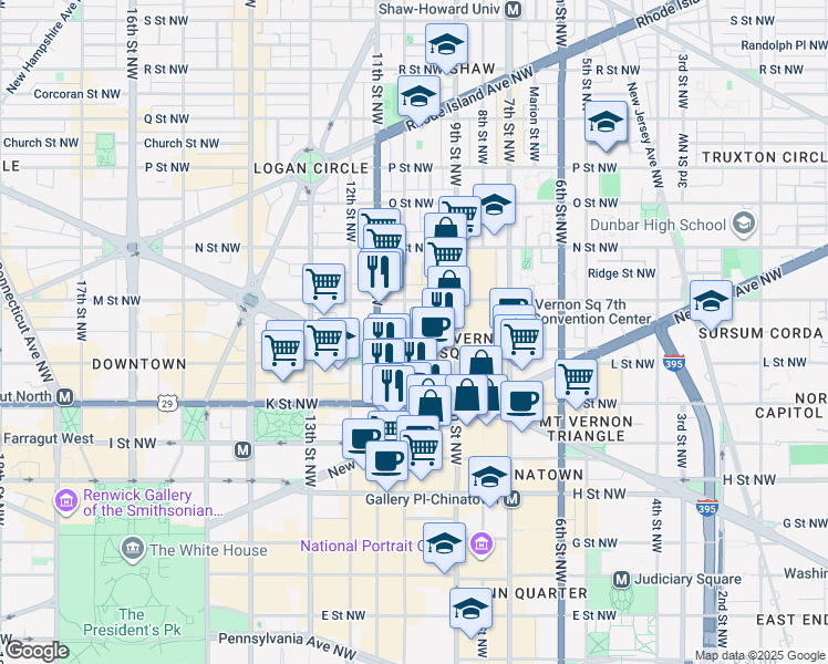 map of restaurants, bars, coffee shops, grocery stores, and more near 101 Independence Avenue Southeast in Washington