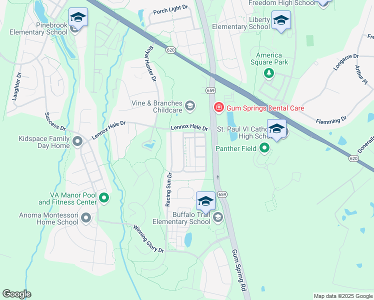 map of restaurants, bars, coffee shops, grocery stores, and more near 25870 Sycamore Grove Place in Aldie