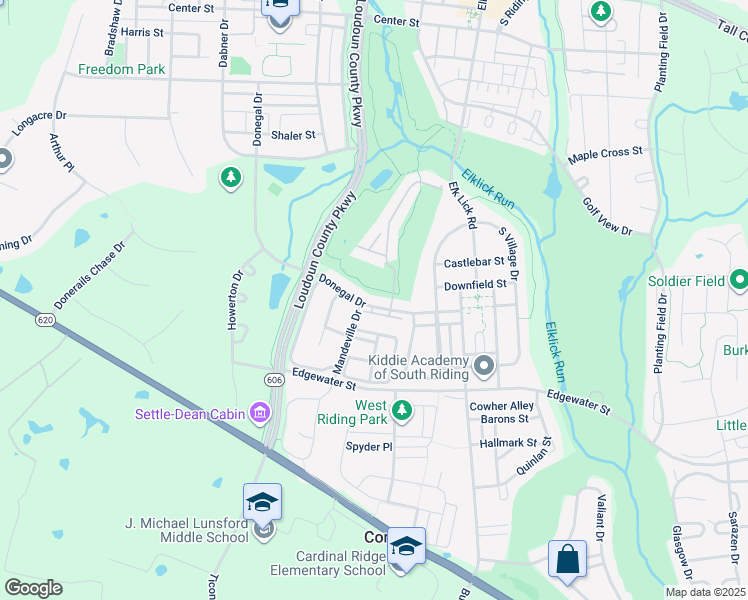 map of restaurants, bars, coffee shops, grocery stores, and more near 25822 Donegal Drive in Chantilly