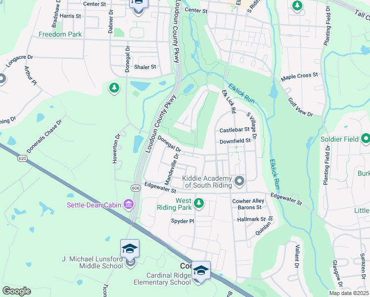 map of restaurants, bars, coffee shops, grocery stores, and more near 25822 Donegal Drive in Chantilly
