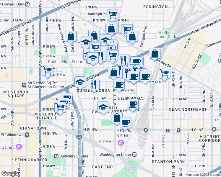map of restaurants, bars, coffee shops, grocery stores, and more near 101 Independence Avenue Southeast in Washington