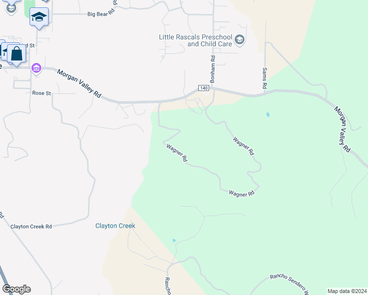 map of restaurants, bars, coffee shops, grocery stores, and more near 17155 Morgan Valley Road in Lower Lake