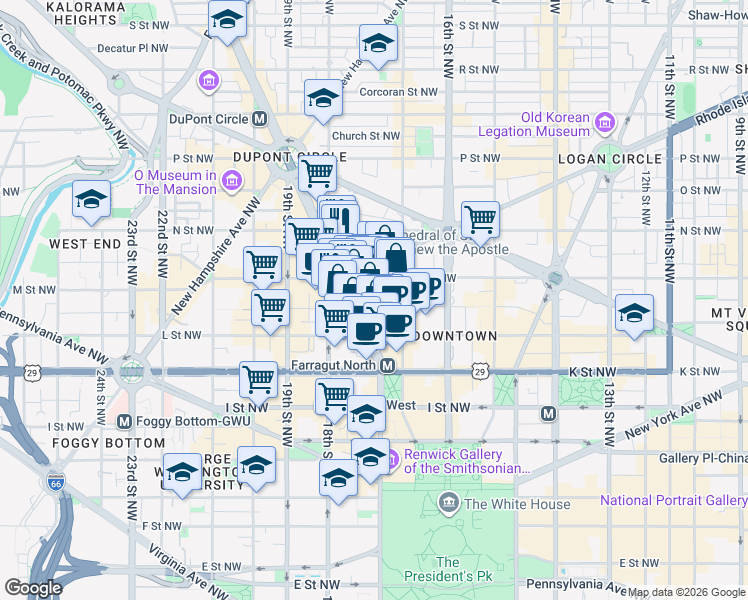 map of restaurants, bars, coffee shops, grocery stores, and more near 101 Independence Avenue Southeast in Washington