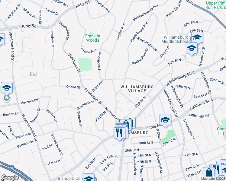 map of restaurants, bars, coffee shops, grocery stores, and more near 2110 Virginia Avenue in McLean