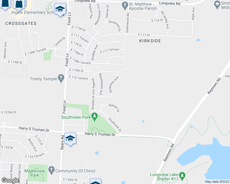 map of restaurants, bars, coffee shops, grocery stores, and more near 11955 Sycamore Avenue in Grandview