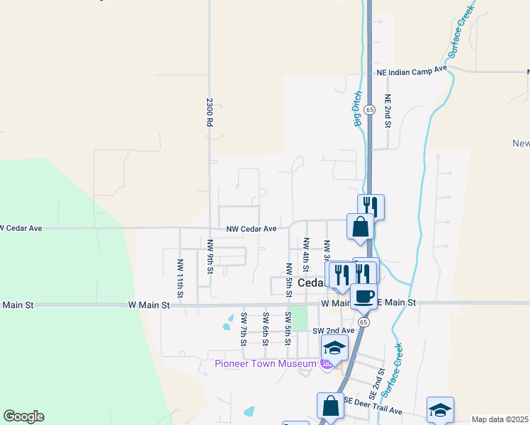 map of restaurants, bars, coffee shops, grocery stores, and more near 465 Northwest 7th Street in Cedaredge