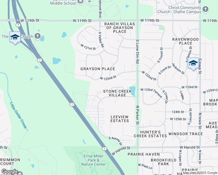 map of restaurants, bars, coffee shops, grocery stores, and more near 21893 West 122nd Street in Olathe