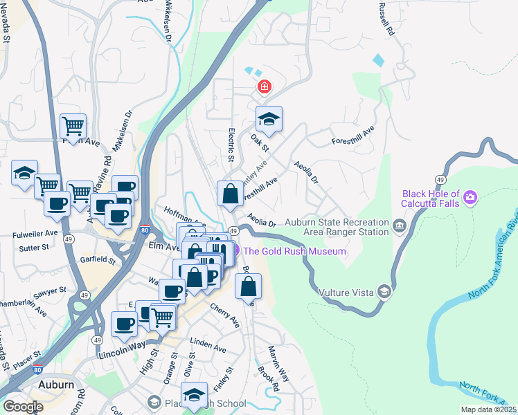 map of restaurants, bars, coffee shops, grocery stores, and more near 162 Orr Street in Auburn