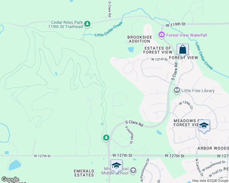 map of restaurants, bars, coffee shops, grocery stores, and more near 12368 South Hastings Street in Olathe