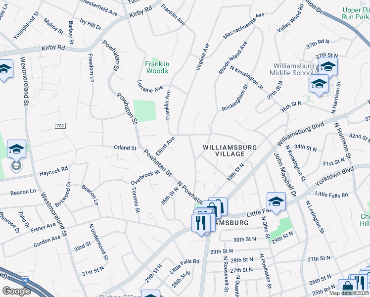 map of restaurants, bars, coffee shops, grocery stores, and more near 2106 Virginia Avenue in McLean