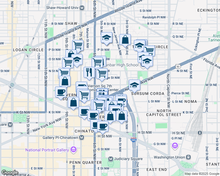map of restaurants, bars, coffee shops, grocery stores, and more near 101 Independence Avenue Southeast in Washington