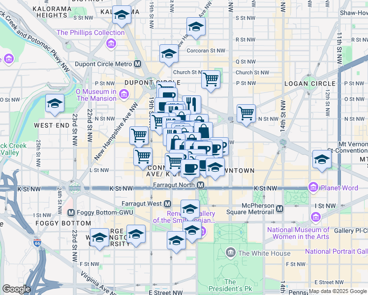 map of restaurants, bars, coffee shops, grocery stores, and more near 101 Independence Avenue Southeast in Washington