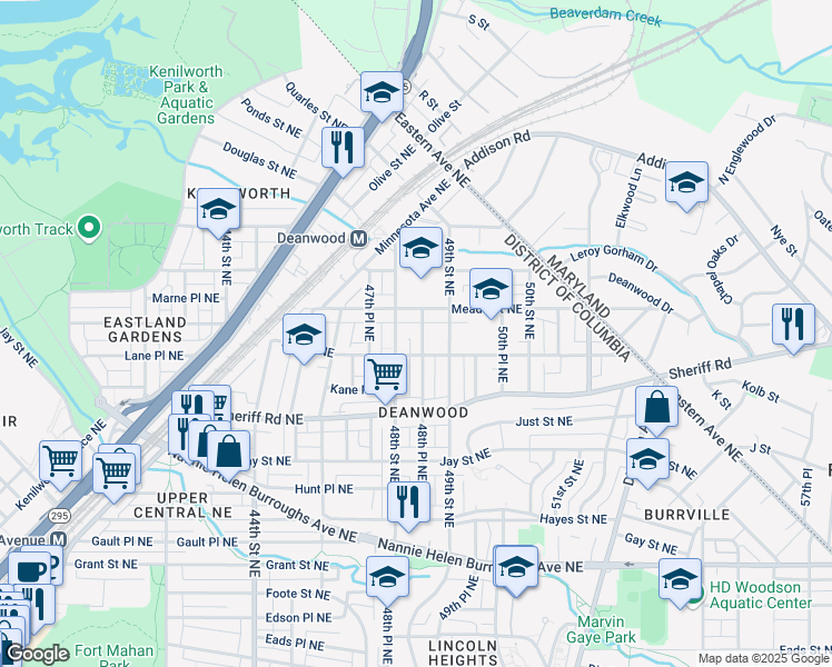 map of restaurants, bars, coffee shops, grocery stores, and more near 101 Independence Avenue Southeast in Washington