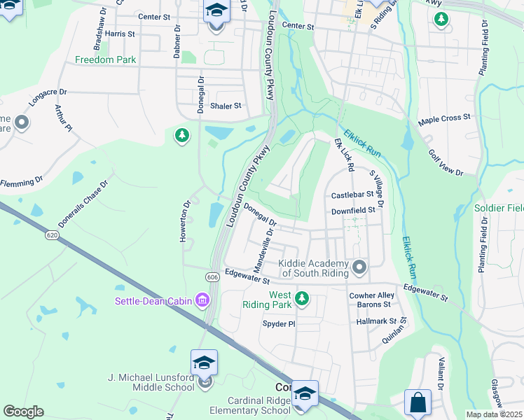 map of restaurants, bars, coffee shops, grocery stores, and more near 25794 Donegal Drive in Chantilly