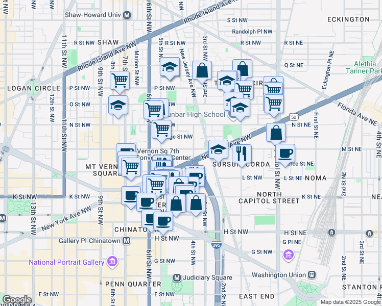 map of restaurants, bars, coffee shops, grocery stores, and more near 101 Independence Avenue Southeast in Washington