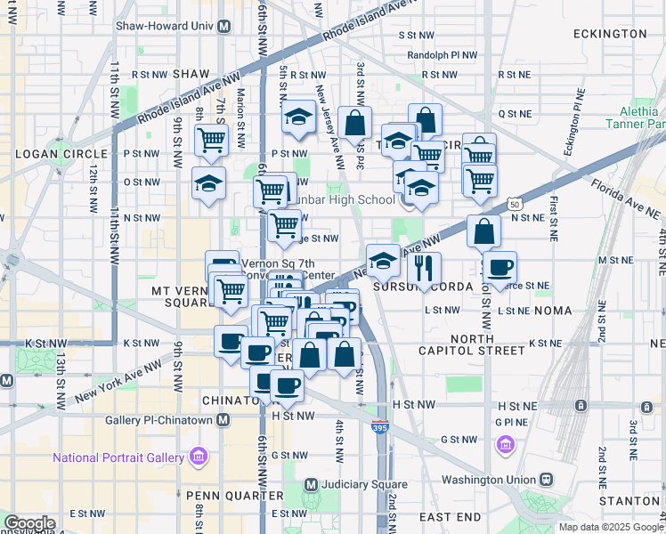 map of restaurants, bars, coffee shops, grocery stores, and more near 101 Independence Avenue Southeast in Washington