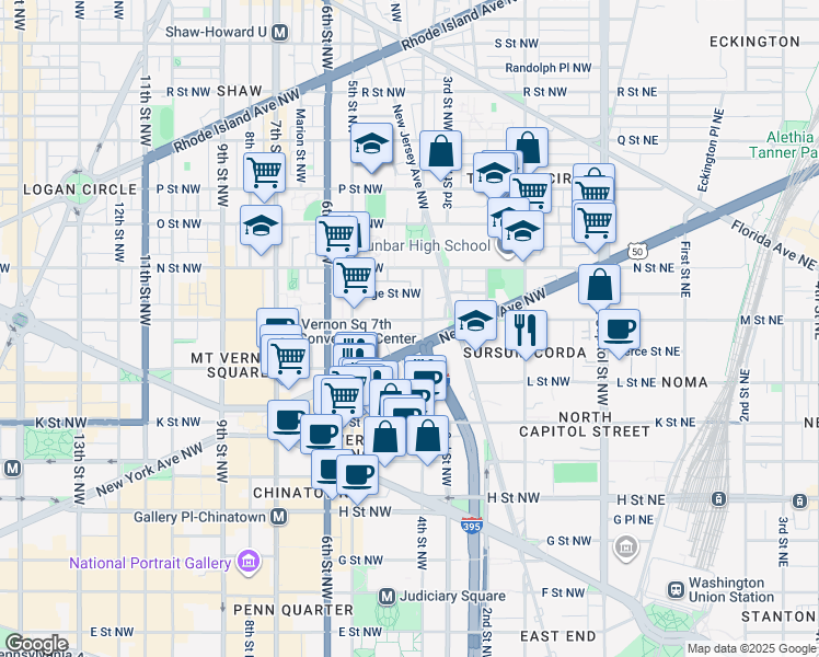 map of restaurants, bars, coffee shops, grocery stores, and more near 101 Independence Avenue Southeast in Washington