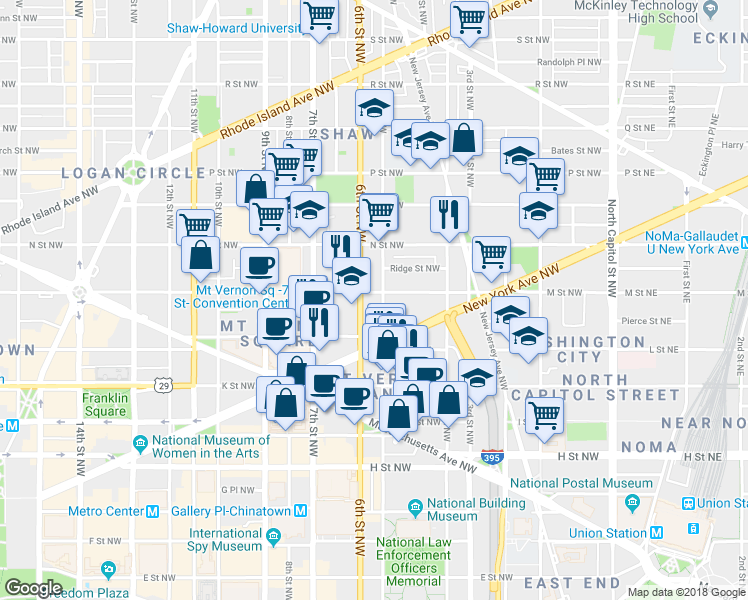 map of restaurants, bars, coffee shops, grocery stores, and more near 101 Independence Avenue Southeast in Washington