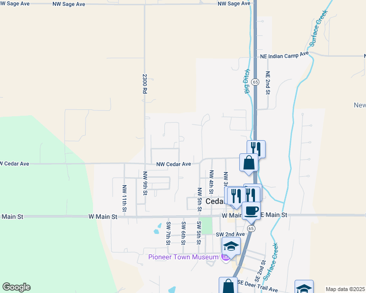 map of restaurants, bars, coffee shops, grocery stores, and more near 465 Northwest 7th Street in Cedaredge