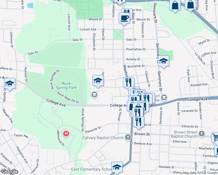 map of restaurants, bars, coffee shops, grocery stores, and more near 2216 Judson Avenue in Alton