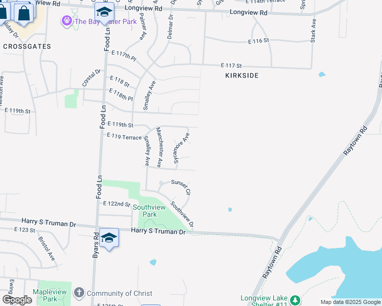 map of restaurants, bars, coffee shops, grocery stores, and more near 11943 Sycamore Avenue in Grandview
