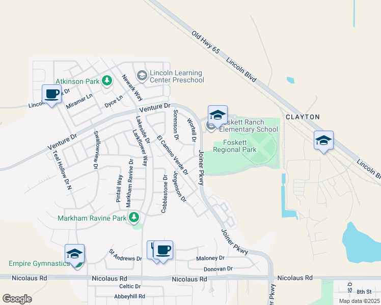 map of restaurants, bars, coffee shops, grocery stores, and more near 1600 Wortell Drive in Lincoln