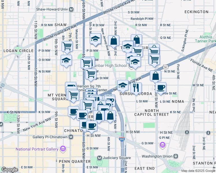 map of restaurants, bars, coffee shops, grocery stores, and more near 101 Independence Avenue Southeast in Washington