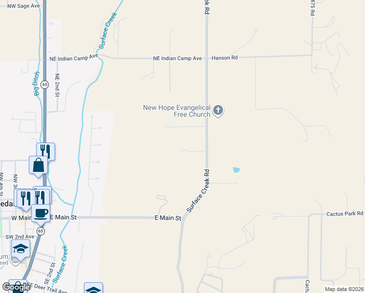 map of restaurants, bars, coffee shops, grocery stores, and more near 17339 Surface Creek Road in Cedaredge