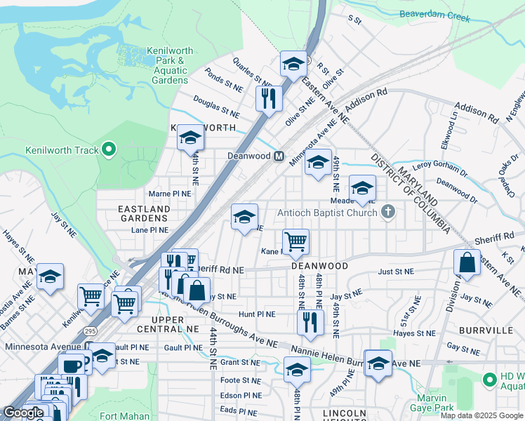 map of restaurants, bars, coffee shops, grocery stores, and more near 101 Independence Avenue Southeast in Washington