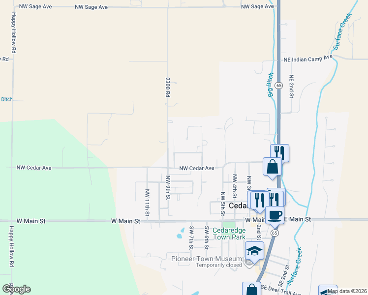 map of restaurants, bars, coffee shops, grocery stores, and more near 790 Northwest Dahlia Avenue in Cedaredge