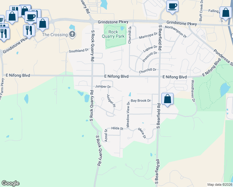 map of restaurants, bars, coffee shops, grocery stores, and more near 4010 Juniper Place in Columbia