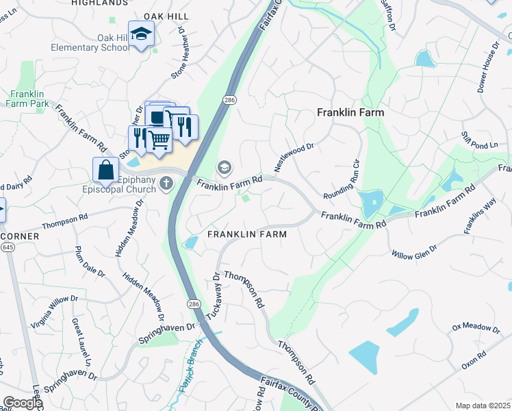 map of restaurants, bars, coffee shops, grocery stores, and more near 3290 Laneview Place in Herndon