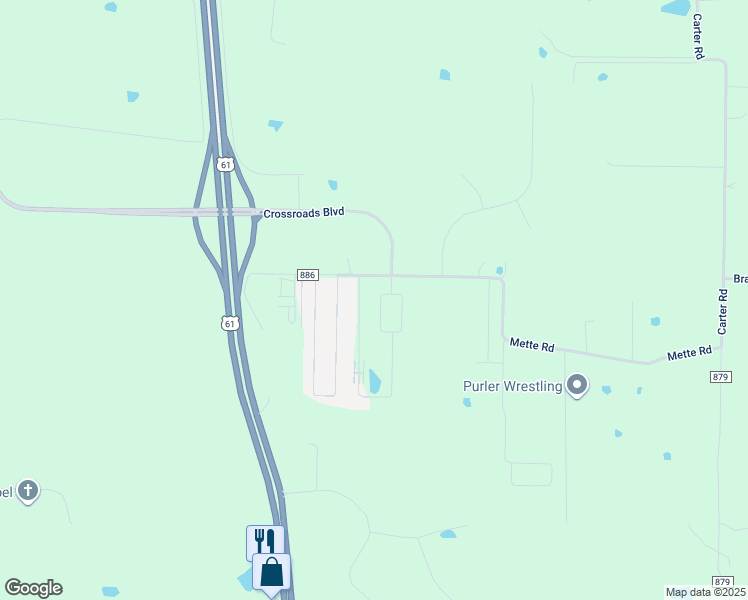map of restaurants, bars, coffee shops, grocery stores, and more near 105 Quail Run Circle in Moscow Mills