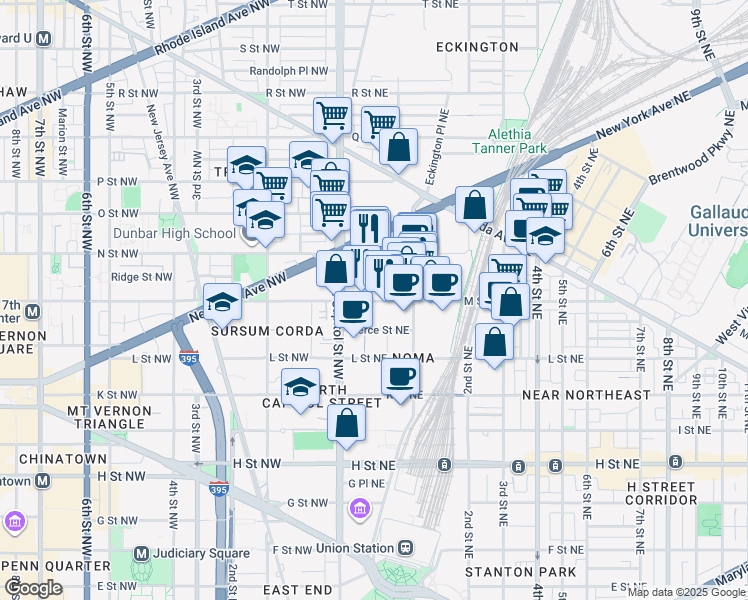 map of restaurants, bars, coffee shops, grocery stores, and more near 101 Independence Avenue Southeast in Washington