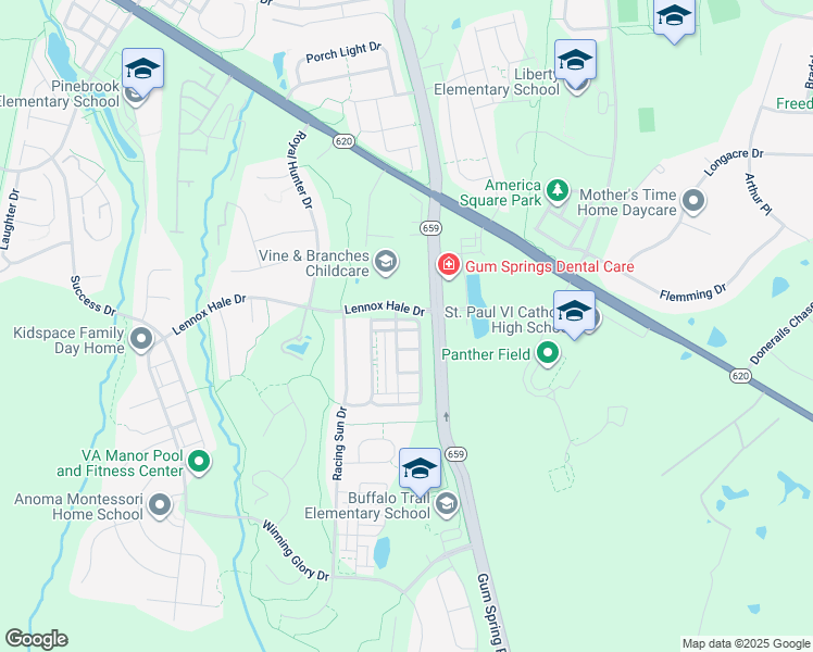 map of restaurants, bars, coffee shops, grocery stores, and more near 25711 Clairmont Manor Square in Aldie